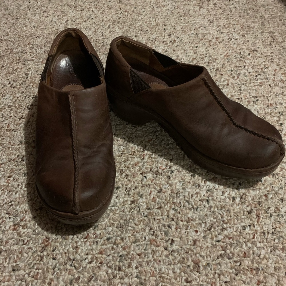 Brown clogs